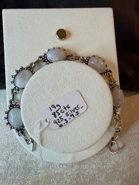 Rainbow Moonstone Bracelet 925 Silver, 6.5-7.5”